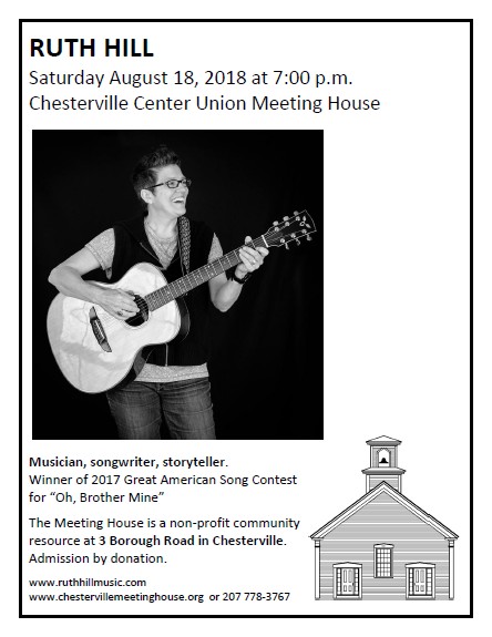 Ruth Hill Concert, August 18, 7 PM